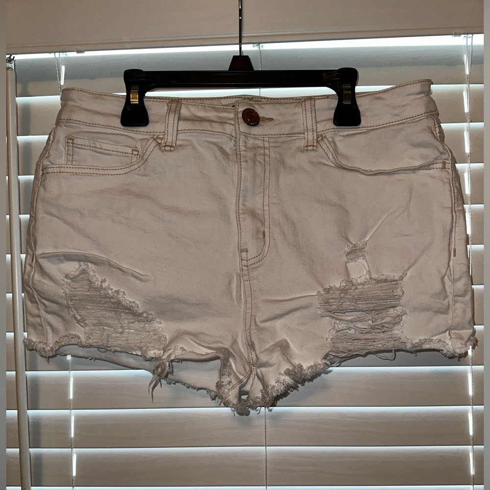 SO Size 15 white jean shorts high rise shorties